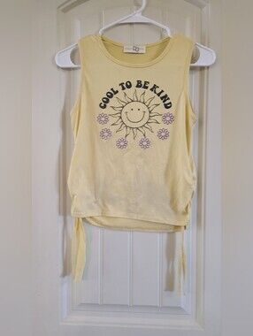 Dream Girl's Yellow 'Cool to Be Kind' Tie-Hem Tank Top Size 14